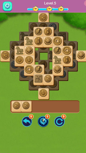 Tile stacks with matching pieces grouped on the board